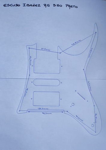 Escudo Hsh Rg Completo Compativel Ibanez Alta Qualidade Cor Preto Desenho Liso