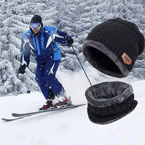 Imagen 2 de 8 de Gorro De Lana Con Interior De Chiporro + Cuello, Invierno