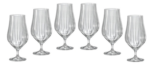 Jogo 6 Taças Cristal Para Cerveja 540ml Tulipa Optic Bohemia Cor Incolor