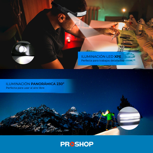Linterna Led Recargable Vincha Minero Cabeza Usb Sensor ! Color de la linterna Negro Color de la luz Blanco