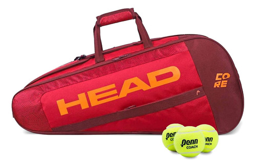 Raquetero Tenis Head Core X6 Raquetas Combi Bolso Mediano Color Rojo/Rojo