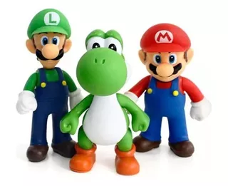 Set De 3 Muñecos Mario Bros Luigi Yoshi 13 Cm Nintendo S