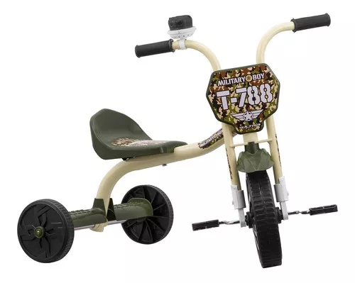 Triciclo Infantil Camuflado Motoquinha De Criança Com Buzina