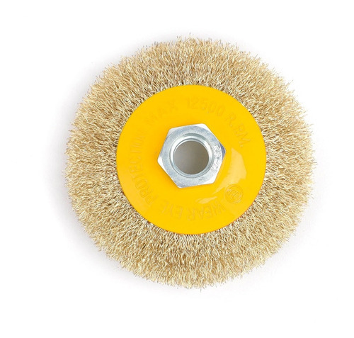 Cepillo Cónico Alambre Rizado 4 Amoladora Barovo Cai-ab4p Color Amarillo