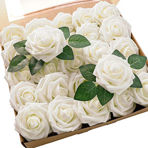 Floroom Flores Artificiales, Rosas Con Tallo Para Bricolaje,