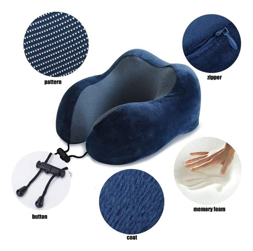 Almohada Para Cuello De Viaje Espuma Viscoelástica 4 Piezas