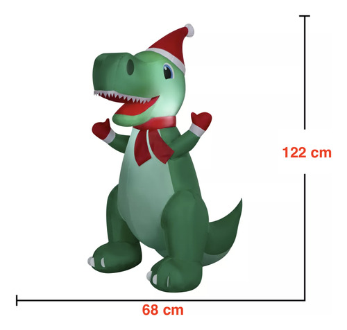 Inflable Navidad Dinosaurio T-rex 1.22 Mts Con Luz *sk