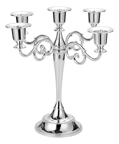 ~? Ownmy 5 Brazos Candelabro De Metal Candelabro Plata Elega