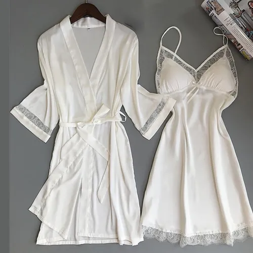 Nuevo Pijama De Seda Satinada Para Mujer, Bata, Ropa Interio
