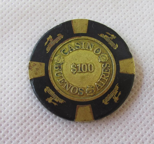 Antigua Ficha Casino Buenos Aires, De Bronce, 100 Pesos (Usado)