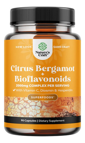 Natures Craft Bergamota Cítrica + Bioflavonoides 90 Caps Sabor Sin Sabor