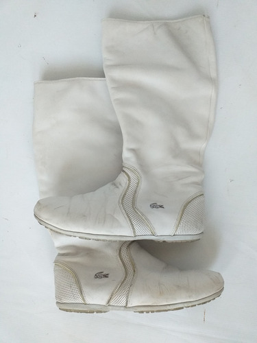 Botas De Verano Lacoste Blancas Caña Alta Casi Sin Uso