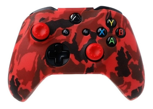 Silicona Cubierta Camuflado Rojo+ 2 Tapas  Joystick Pr Xbox