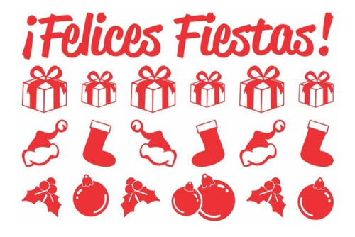Vinilo Vidriera Navidad Navideños Elementos Guardas Arbol