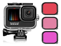 Comprar Hero 12 11 10 9 Funda Impermeable Con 3 Filtros De Buceo Para Gopro Hero 12 11 10 9 Negro, Funda Protectora De 60 M Subacuática Con Accesorios Para Cámara Gopro