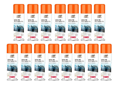 Kit 15 Álcool Spray 70% Antisséptico Bactericida 300ml