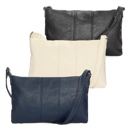 Set 3 Bolsas Pequeñas Dama Liso Modernas Cuero Oferta Mujer