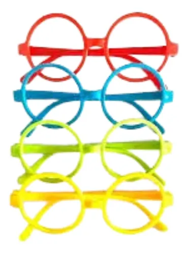 Lentes Chatos Fluo X 12 Und. Cotillón Fiesta Formas Varias Multicolor Circulos