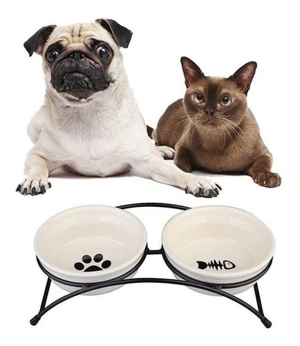 Bebedero Y Comedero Plato Doble Para Mascotas Perro Gato