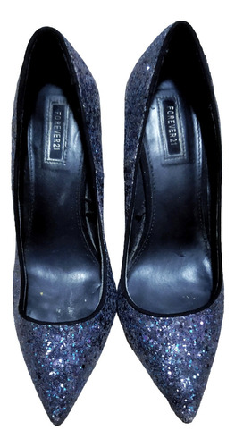 Stilettos Forever 21 Nuevos Talla 40 Glitter Azul 