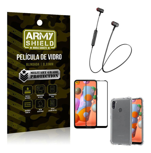 Fone Bluetooth Hs615 Samsung A11+capa Anti Shock+pelicula 3d