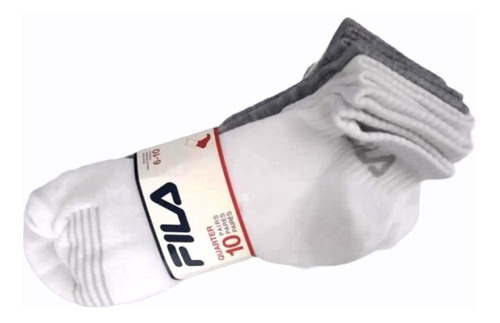 Medias Fila 10-pack Dama Deportivas Tobilleras Blanco Gris