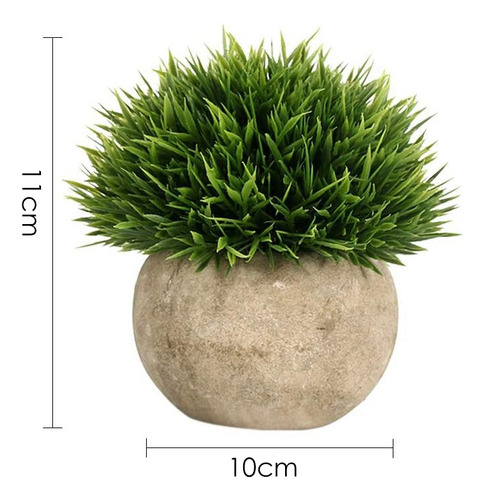 Planta Artificial De Césped Redondo Con Maceta Gris, Interio