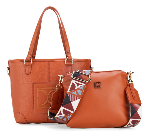 Bolsa Tote 2 En 1 Cloe Iniya Chico Color Naranja