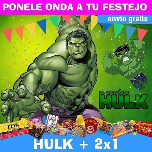 Kit Imprimible Increible Hulk Editable + Promo 2x1