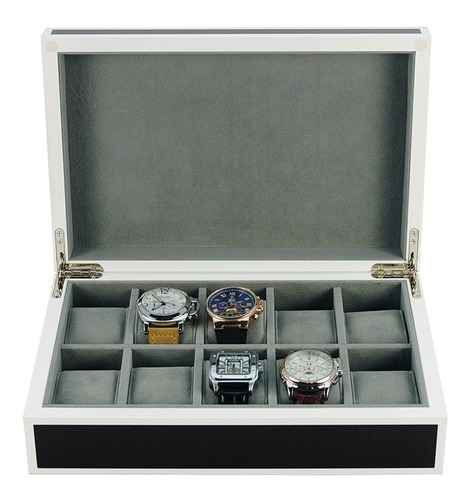 Imagen 5 de 5 de Estuche Caja Para Relojes Estilo Moderno 10 Ranuras Negro