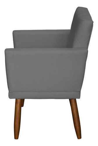 Kit 4 Poltronas Decorativas Reforçadas Para Sala De Recepção Cor Cinza Desenho Do Tecido Suede Liso