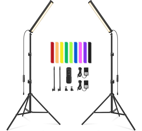 Qeuooiy Varita De Luz De Video Led Bicolor Con Soporte, Kit