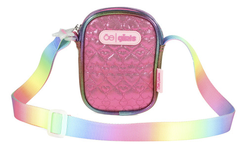 Bolsa Crossbody Cloe Textil Para Niña Diseño Bordado Color Rosa