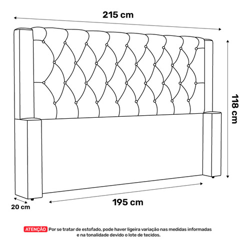 Cabeceira Cama Box King Size Atena 195cm Suede Azul Marinho