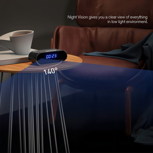 Relógio com câmera Jigayao, câmera de despertador WiFi