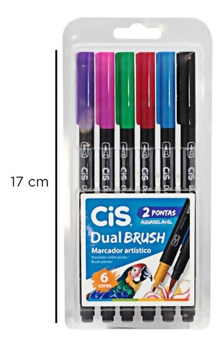 Conjunto De 6 Canetas Brush 2 Pontas