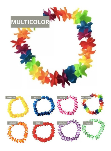 Imagen 8 de 10 de 12 Collar Hawaii Hula Flores Hawaiano 8 Colores Carioca