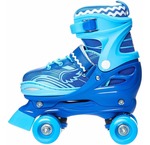 Imagem 3 de 8 de Patins 4 Rodas Clássico Azul Roller Skate C/ Ajuste Promoção