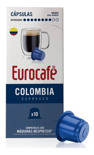Capsulas Eurocafé Colombia 100% - Compatibles Nespresso 10 U