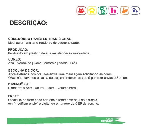 Imagem 3 de 7 de Comedouro Hamster Tradicional 65ml ( Kit 24un )