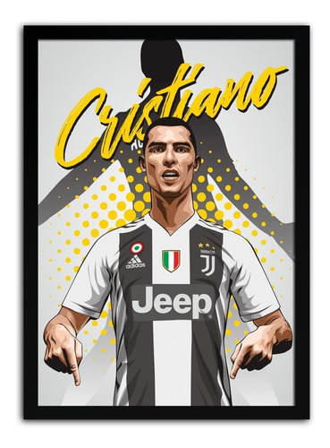 Quadro Decorativo Poster Cr7 Juventus Estou Aqui 45x33