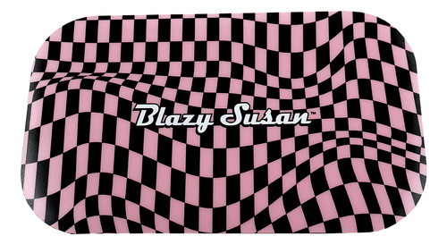 Charola Cigarrera Mediana Con Tapa Blazy Susan Rosa Trippy Checkers