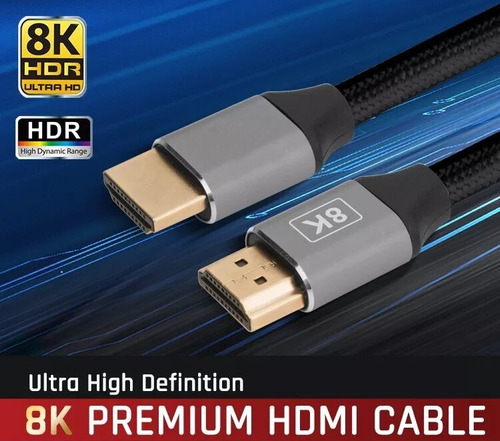 Cable Hdmi 2.1 4k 8k 1mt Certificado Hdr 48gbps Earc 10k Uhd