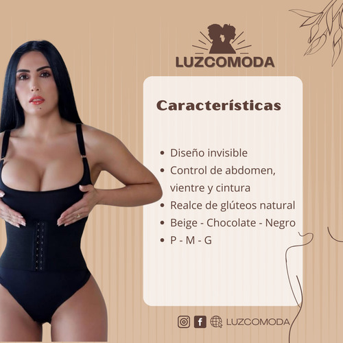 Body Brasileño Modelador Reductor Compresión Abdominal Dama Colaless - Negro M