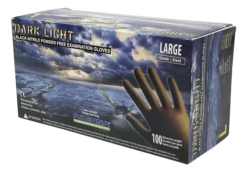 Adenna Dark Light 9 Mil Nitrile Powder Free Exam Gloves (neg