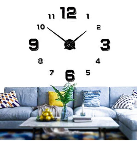 Moderno Frameless Diy Reloj De Pared Grande 3d Reloj De Pare