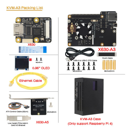 Kit Kvm Geekworm Kvm-a3 Para Raspberry Pi 4 Con Accesorios