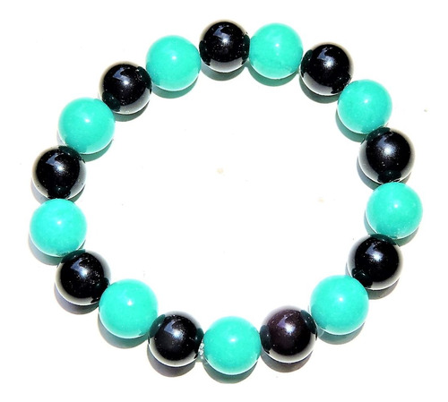 1  Pulsera  Piedra Jade Turquesa / Oscuro Lila 10 Mm