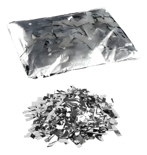 Confeti Rectangular Papel Metálico Color Plata 1 Kg Suelto