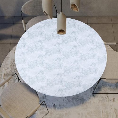 Mantel Redondo Con Diseño De Mármol Blanco Para Mesa L